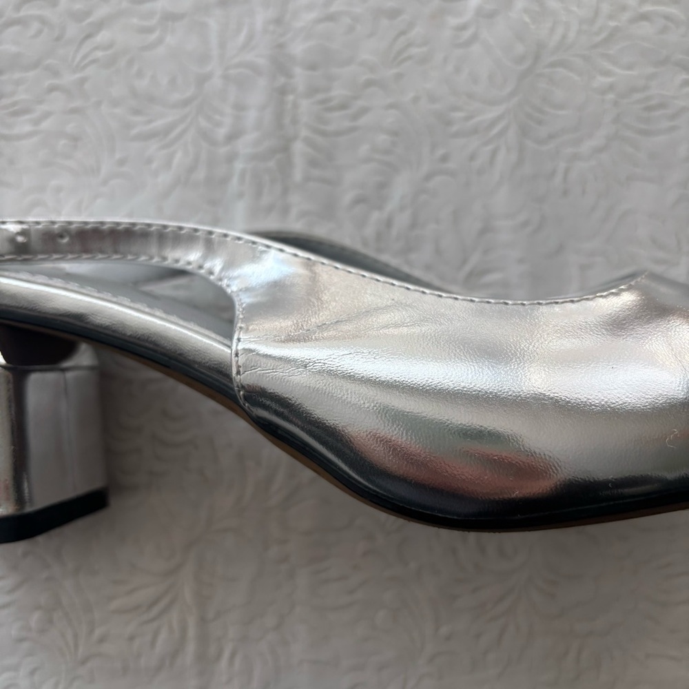 London Rag Silver Slingback Block Heel Pump, Size 7.5-8 - Picture 10 of 15